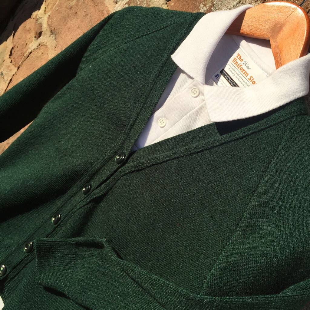 Bottle green Courtelle Cardigan Close Up